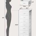Huuger Tall Dresser for Bedroom, 7 Drawer Dresser & Chests of Drawers, Fabric Drawer for Closet, Bedroom, Night Stand, Metal Frame, Storage Tower with Fabric Bins, White