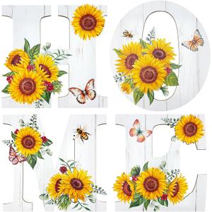 Sunflower Wood Home Sign,Summer Wall Decor Rustic Wall Sign for Home Letters Hanging Wall Decor,Wall Art for Living Room Kitchen Bedroom Decor.(White)