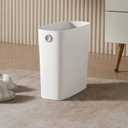 Small Trash Can, Slim Garbage Can Plastic Waste Basket Rectangular Wastebaskets for Narrow Spaces Bedroom Garbage Container Bin for Bathroom Kitchen Office White