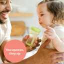 3 x The First Years Squeeze & Sip Toddler Straw Cups - Squeezable Transition Sippy Cup with Silicone Straw - Toddler Feeding Supplies - 7 Oz - 3 Count - Ages 6 Months and Up