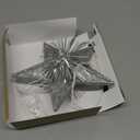 Brizled Silver Christmas Tree Star Topper, 9'' Dual-side 3D Christmas Star Topper with 10ct Warm Lights, Glittering Xmas Treetop, UL Certified Lighted Xmas Star Ornament for Tree Home Holiday Decor