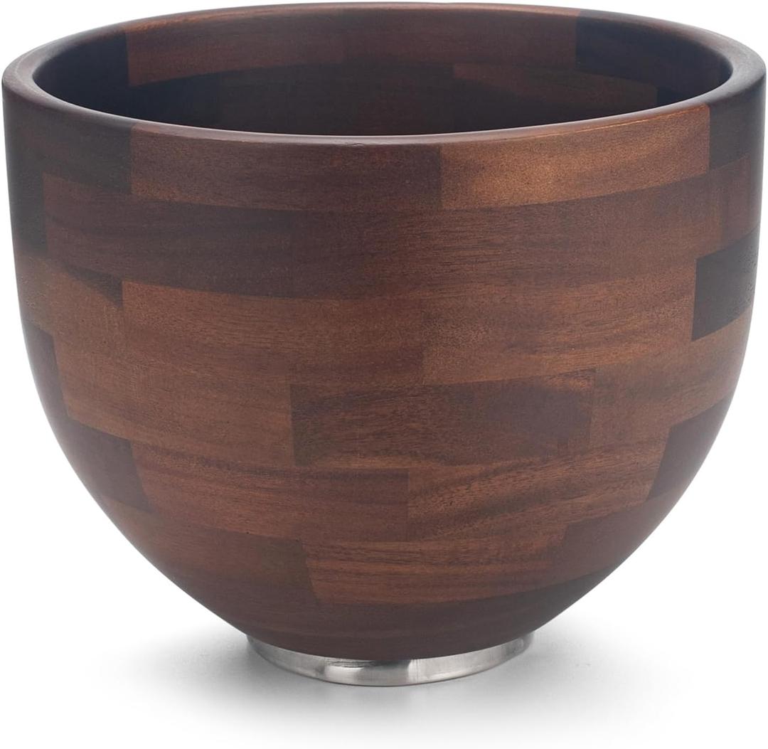 XIMISISE Acacia Wood Mixing Bowl Compatible with 4.5-5 Qt Tilt-Head Stand Mixers, Natural Wooden Bowls with Stainless Steel Locking Base