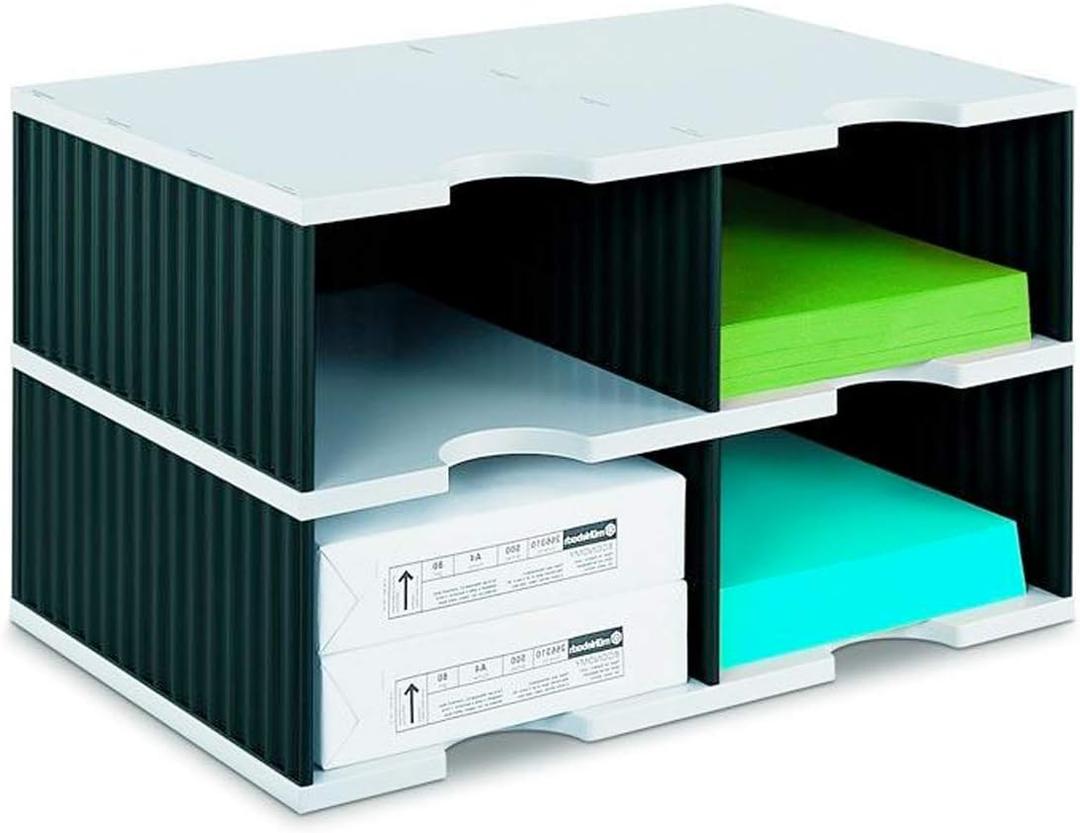 Ultimate Office TierDrop Desktop Organizer/Sorter, 4-Compartment High-Wall with Optional Add-On Tiers for Easy Expansion