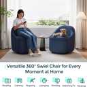 LINSY Swivel Accent Chair with Storage Comfy Chenille Barrel Chairs, Small 360 Swivel Modern Armchair for Living Room Bedroom, Boucle Reading Chair for Study Room (Blue)