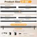 Abiglifty Double Curtain Rod 31 to 85 Inch, 1 Inch Telescoping Double Curtain Rods for Windows, Black Double Curtain Rod with Classic Cap Finial, Black