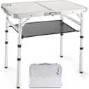 Portable Folding Table 24"x16" - Aluminum Small Picnic Camping Table Lightweight Side Table for Indoor Outdoor Garden Van Truck RV(3 Adjustable Heights 10"/19"/24")