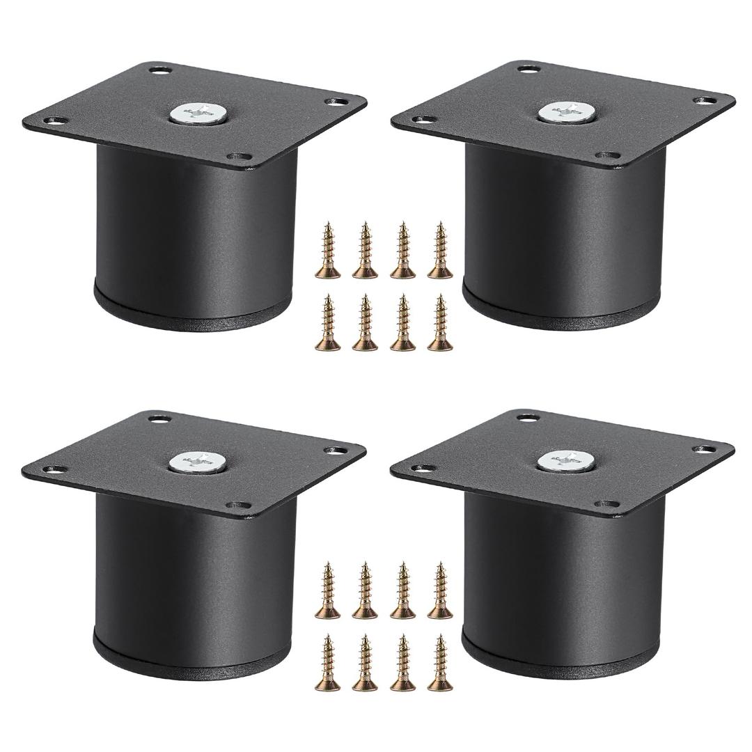 OwnMy 4PCS 2 Inch Stainless Steel Furniture Legs Feets Metal Cabinet Desk Legs, Black Round Metal Furniture Risers Coffee Table Replacement Legs Heavy Duty Sofa Legs TV Stand Legs Dresser Chair Legs