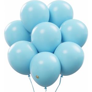AFTERLOON Biodegradable Balloons Baby Blue 12 Inch 100 Pack, Matte Color Thickened Extra Strong Latex Helium Float, for Baby Shower Gender Reveal Garland Arch Wedding Birthday Party Decorations