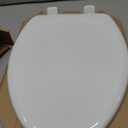 Mayfair Linden Slow Close Toilet Seat, Non Slip Heavy Duty Wood, Easy Install, Elongated, White