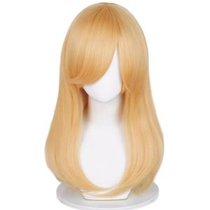LABEAUT Orange Medium Long Cosplay Wig with Bangs for Women Men,19.7 Inch Straight Synthetic Wig,Natural Looking,Soft & Lightweight,Heat Resistant,Easy to Style for Daily Wear,Party & Cosplay