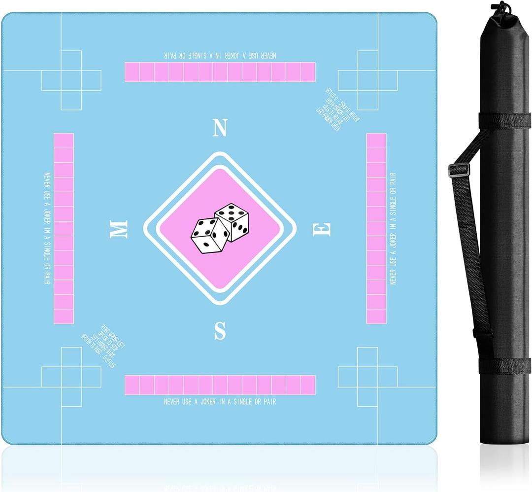 Mahjong Mat for Table - Noise Reduction Non-Slip Gaming Mat 31.5x31.5 with Black Carrying Bag for Mahjong/Poker/Board Games/Card Games/Dominoes (Green)