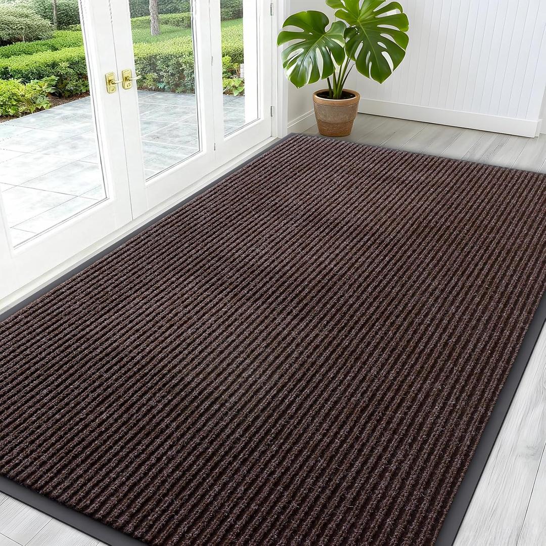 OLANLY Front Door Mat 59x34, Waterproof Heavy-Duty Indoor Outdoor Doormat | Tan, Absorbent, Stain and Fade Resistant, Non-Slip Backing, Easy-Clean Welcome Floor Mat for Entryway, Patio and Porch