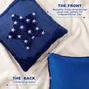 Hahafelt 2 Pack 4th of July Pillow Covers 18 x 18 Inch White and Blue Patriotic Throw Pillow Covers Soft Plush Faux Fur Cushion Case Independence Day Decoration for Chair Sofa Bedroom Home