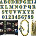 72 Pcs Glitter 2026 Graduation Letters Numbers Cardstock Shiny Crafts Alphabet with Adhesive Dots for Graduation Trifold Photo Board Grad Leis Homecoming Mums DIY Supplies(Blue Gold)