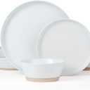 Famiware Saturn Dinnerware Sets, 12 Pieces Dish Set, Plates and Bowls Sets for 4, White