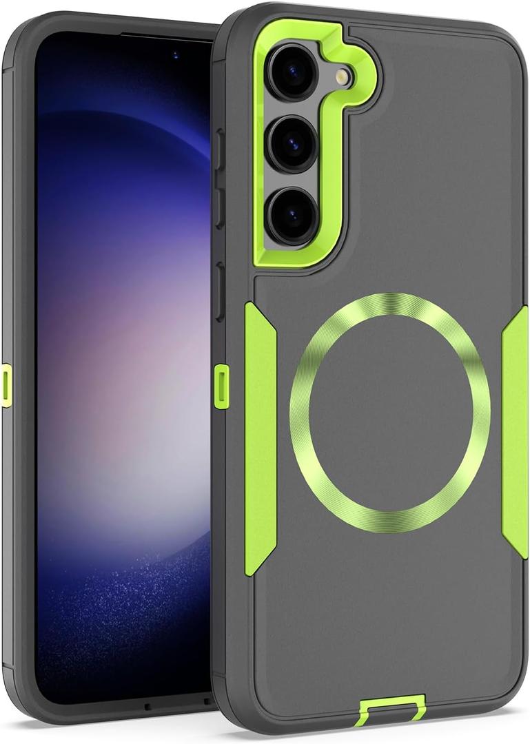 Designed for Samsung Galaxy S24 Plus (s24+) Case,Magnetic,Double Drop Protection Heavy Duty,Compatible with MagSafe,Dustproof,No Fading, No Yellowing,for Men Women,Grey Green