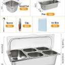 Kalolary 7 Grids Stainless Steel Topping Containers with Flip Lids
Pizza Topping Storage Station with Ice Box Ice Food Serving Display Container Salad Bar Cold Food Buffet Server for Party