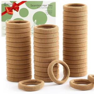 Thick Seamless Hair Ties, Ponytail Holders Hair Accessories No Damage for Thick Hair Christmas Gift(Light Brown Colors)