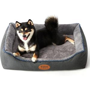 Tidore Orthopedic Dog Bed Medium Size Dog, Durable Egg Crate Foam Sofa Dog Bed wit Washable Removable Cover,Waterproof Lining,Pet Bed for Large Dogs (Dark Grey-Velvet, 26.4" L x 21.7" W x 6.2" Th)