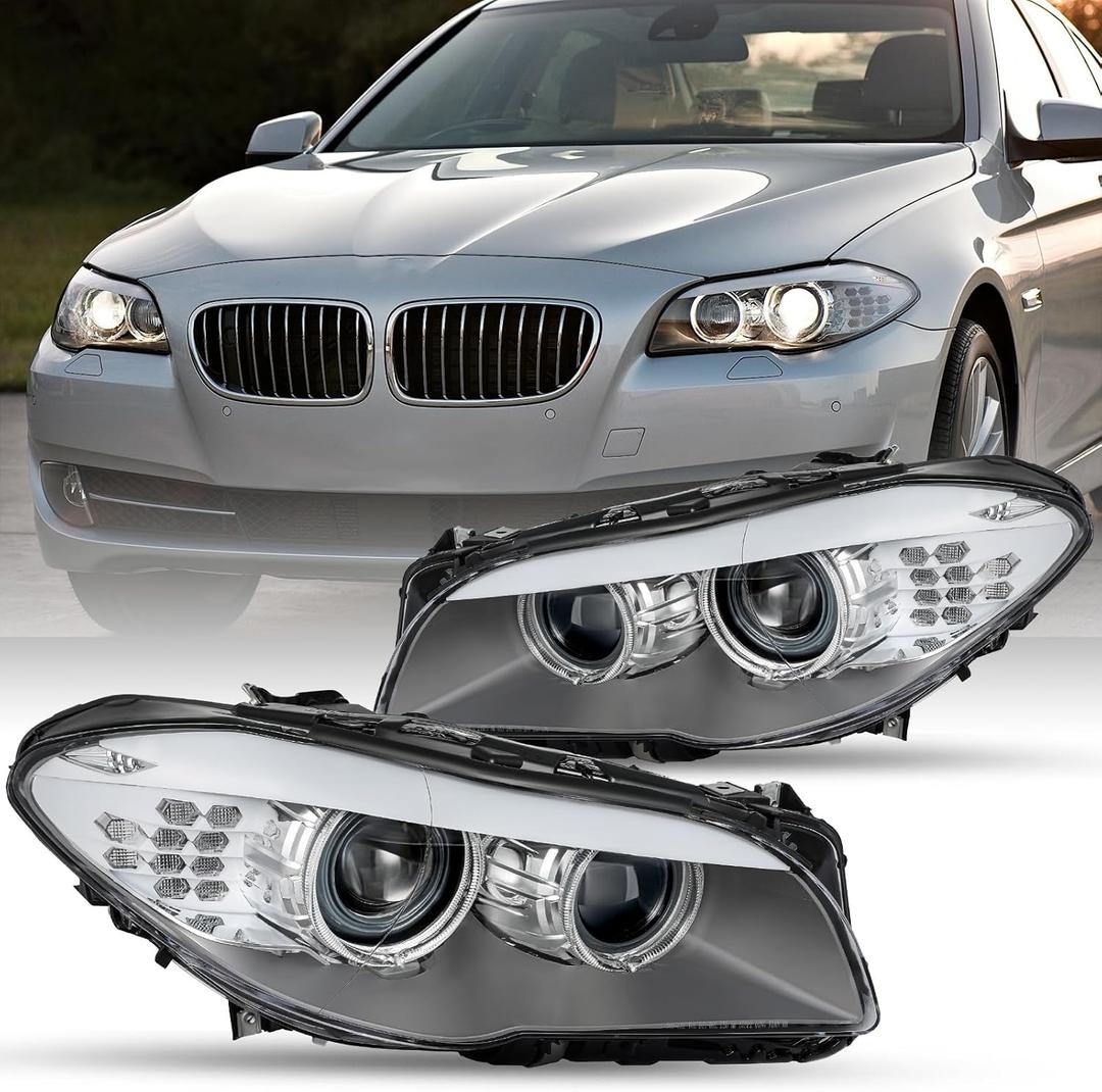 JSBOYAT HID/Xenon W/O AFS Type Fit for 2011-2013 BMW 5 Series F10 F18 528i 535i 550i M5 Headlight Assembly Replacement OE Style Driver and Passenger Side