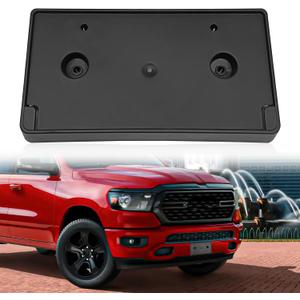 Front License Plate Bracket, Front Bumper License Tag, Black No Drill License Plate Without Screws, Compatible with Dodge Ram 1500 2019-2024, Replace OEM 68274215AE CH1068151