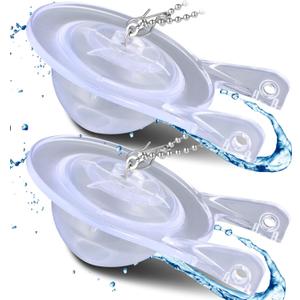 2Pcs 3Inch Toilet Flapper Replacement Kit for 99-827 Toilet Flap Parts Flapper Rubber with Stainless Chain Replacement Parts For Similar Models Easy to Install Clear