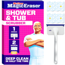 Mr. Clean Magic Eraser Shower & Tub Scrubber, Bathroom Cleaner, All in One Bathroom Cleaner, Lemon Starter Kit, 1 Scrubber & 2 Foaming Magic Erasers