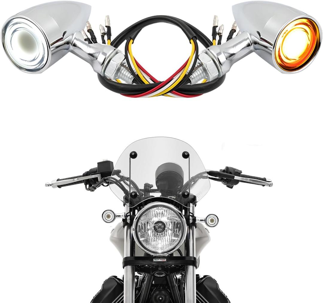 DREAMIZER Universal Motorcycle Turn Signals 2pcs LED Motorcycle Blinkers Compatible with Harley Touring Sporster 883 Honda Yamaha Suzuki Kawasaki and More