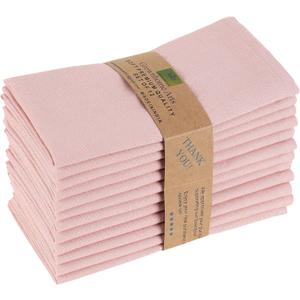 85% Cotton 15% Linen Dinner Cloth Set of 12 Napkins for Everyday Use Over Sized Easter Special Mitered Corners Napkins,Pre Shrunk Good Absorbency Ultra Soft Quality18x18 in Blush Pink