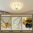 Brass Vintage Gold Ceiling Light - Large 17.7 Inch Milk Glass Mid Century Flush Mount Lighting Fixtures - Art Deco Antique Modern Lamp for Hallway Bathroom Bedroom Kitchen Entryway Laundry Foyer Hall