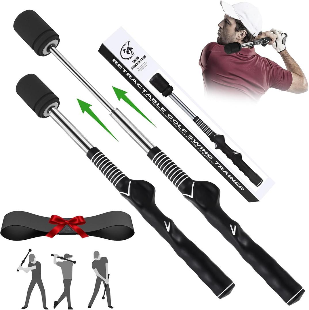 2 x MIKOSI Golf Swing Trainer, Retractable Golf Grip Trainer for Right-Handed