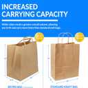 Reli. Kraft Paper Bags w/Handles (100 Pcs, Bulk) (Large 10"x6.75"x12") Brown Paper To Go/Take Out/Restaurant/Bags with Handles, Shopping Bags, Retail, Gifts | 25% larger than 10"x5"x13"