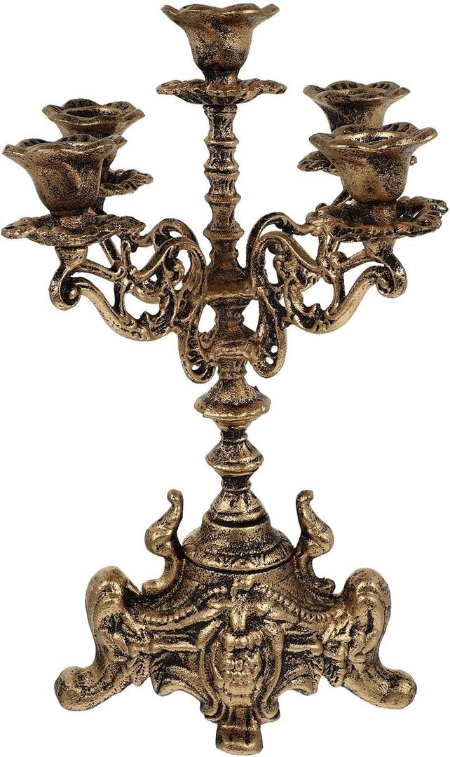 Metal Candle Holder 5 Arms Candle Stand for Christmas Wedding Centerpiece Holiday Party Candelabra Decoration 12 inch