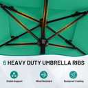 AreShark 6.5'x10' 2 Tiers Rectangular Patio Umbrella - Outdoor Umbrella Waterproof UV Protection, Market Table Umbrella w/Push Button Tilt for Pool, Lawn, Balcony(Turquoise)