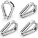 Jamiikury M4 Wire Rope Thimble, 304 Stainless Steel Thimble for 1/8-5/32 Inch Diameter Wire Rope, 24 Pieces