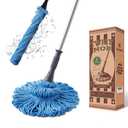 Eyliden Mop with 2 Reusable Microfiber Heads, Easy Wringing Twist Mop, 57.5 inch Long Handle, Wet Mops for Floor Cleaning, Commercial Household Clean Hardwood, Vinyl, Tile, and More (Blue)