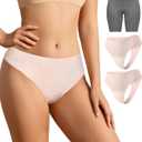 2-Pack Seamless Thongs for Women Cotton Underwear No Show Panty Liners Workout G-String Thongs Pink S (S)