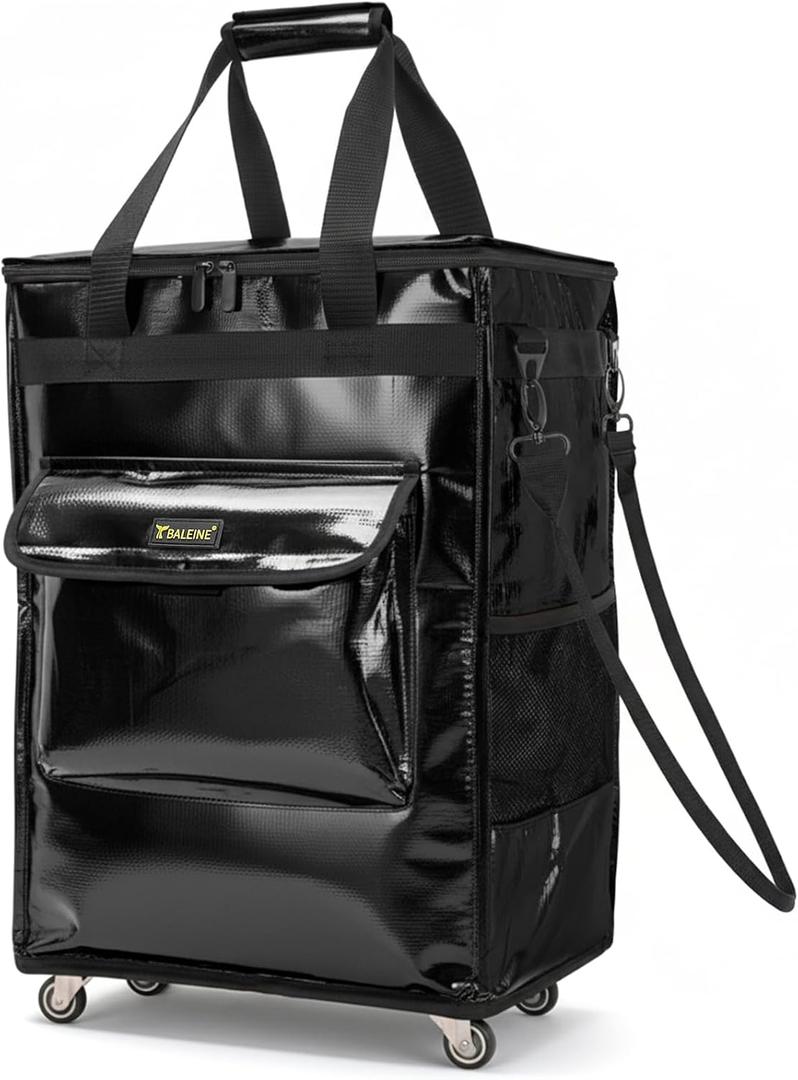 BALEINE Reusable Grocery Bags on Wheels, Rolling Tote Bag, Shopping Trolley, Large Backpack Shopping Carts for Groceries