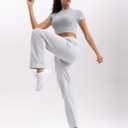 Women's Sweatpants with Pockets Elastic High Waisted Joggers Casual Straight Leg Drawstring Athletic Pants 31'' (Gray, L)