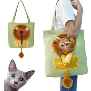 Lion-Shaped Show Head Pet Canvas Shoulder Bag, Outcrop, Large (Light Green)