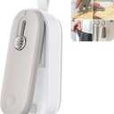 ODSD 2 in 1 Mini Bag Sealer Heat Seal and Cutter With Lanyard - Portable Handheld Chip Heat Sealer for Snacks, Candies, Plastic Food Storage (Batteries Included) (Grey/White)