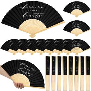 25 Pcs Funeral Favors Fans Forever in Our Hearts Folding Fan Memorial Handheld Paper Celebration of Life Decorations Fans for Guest Funeral Condolence Sympathy Gift (Black, Classical)