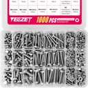YEEZET 1000pcs M4 M5 M6 Bolts and Nuts Washers Assortment Kit, 304 Stainless Steel Metric Bolt Assortment Set,15 Most Common Sizes,10-40mm