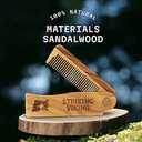 Striking Viking Folding Wooden Comb for Men - Sandalwood Switchblade Beard Comb for Grooming and Styling - Use Dry or With Oils & Balms