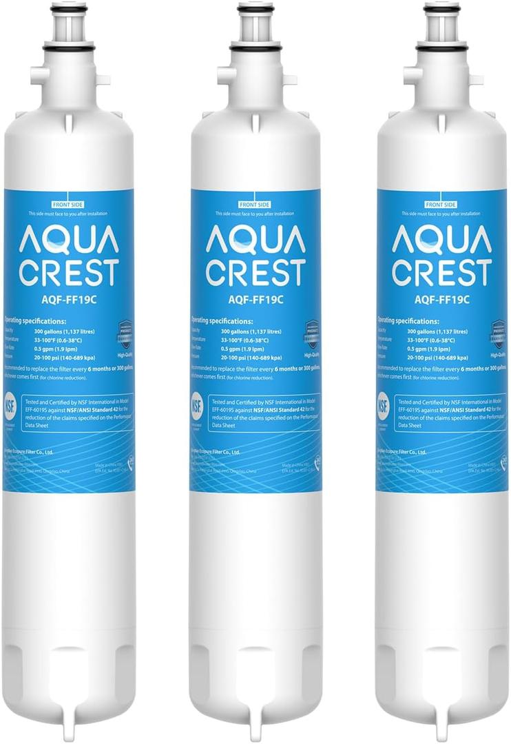 AQUA CREST Replacement for GE RPWFE, RPWF (with CHIP) Refrigerator Water Filter, Compatible with GYE22HMKES, GYS22GMNES, GYE22HBLTS, DFE28JSKSS, GFE28HMHES, GNE29GYNFS, 3 Filters (3 Count(Pack of 1))