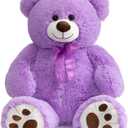 HollyHOME Teddy Bear Stuffed Animal Plush Giant Teddy Bears with Footprints Big Bear 36 inch Purple