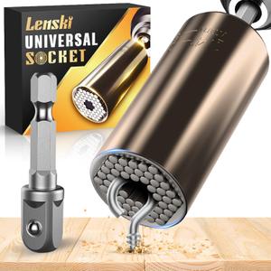 Lenski Valentines Day Gifts for Him, Super Socket Gifts for Men, Universal Socket Tool Mens Gifts for Husband Dad Adults, Grip Set with Power Drill Adapter, Birthday Gifts for Men Him (Black Gold)