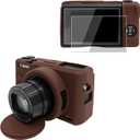 VOVMOEYA Camera Case for Canon Powershot G7 X Mark III with 2PCS Screen Protector,Full Pritection Soft G7X III Silicone Case Detachable Lens Cover Protective Cover for Canon G7XIII G7X3-Brown