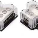 3 Way Power Distribution Block 1x 0 Gauge in 3X 4 Gauge Out Amp Power Distribution Ground Distributor Connecting Block for Car Amplifier Audio Splitter,2Pcs