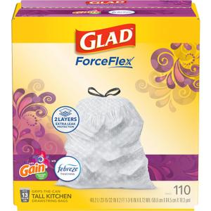 Glad ForceFlex Tall Kitchen Trash Bags, 13 Gallon, Gain Moonlight Breeze, 110 Ct 